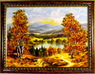 Картина с янтарем "Тропинка к озеру"